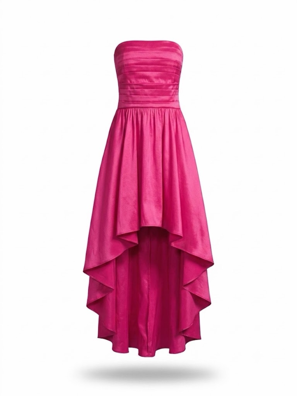 B Darlin Strapless High-Low Dress in Hot Pink